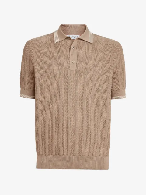 Brunello Cucinelli playera tipo polo de algodón tejido de canalé 