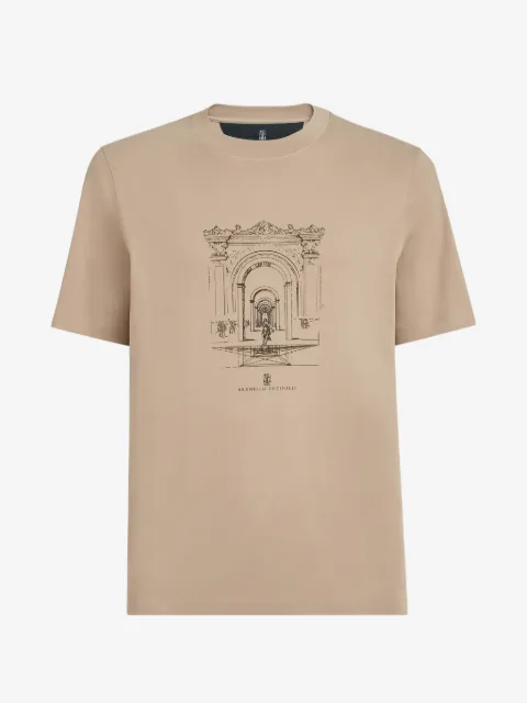Brunello Cucinelli interlock T-shirt with print