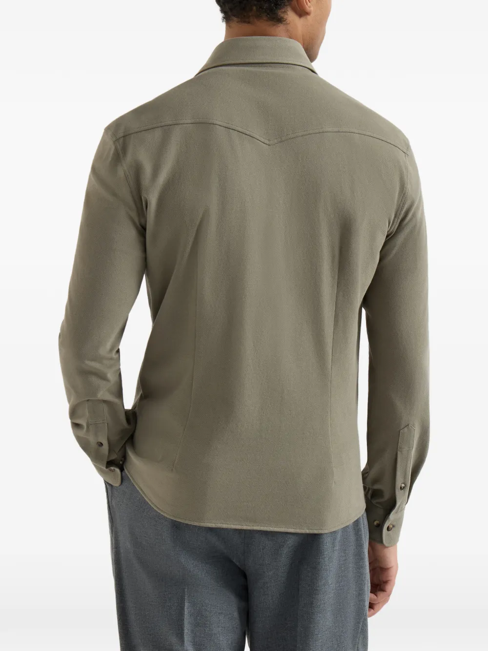Brunello Cucinelli Western katoenen piqué overhemd Groen