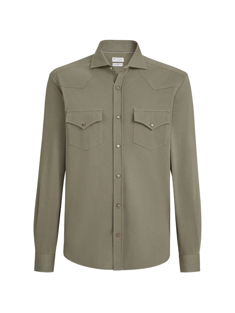 Brunello Cucinelli Camicia Western in piqué di cotone - Verde