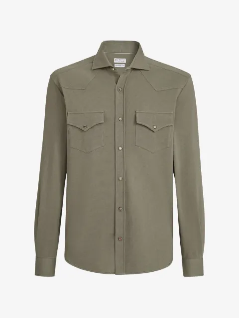 Brunello Cucinelli cotton piqué western shirt