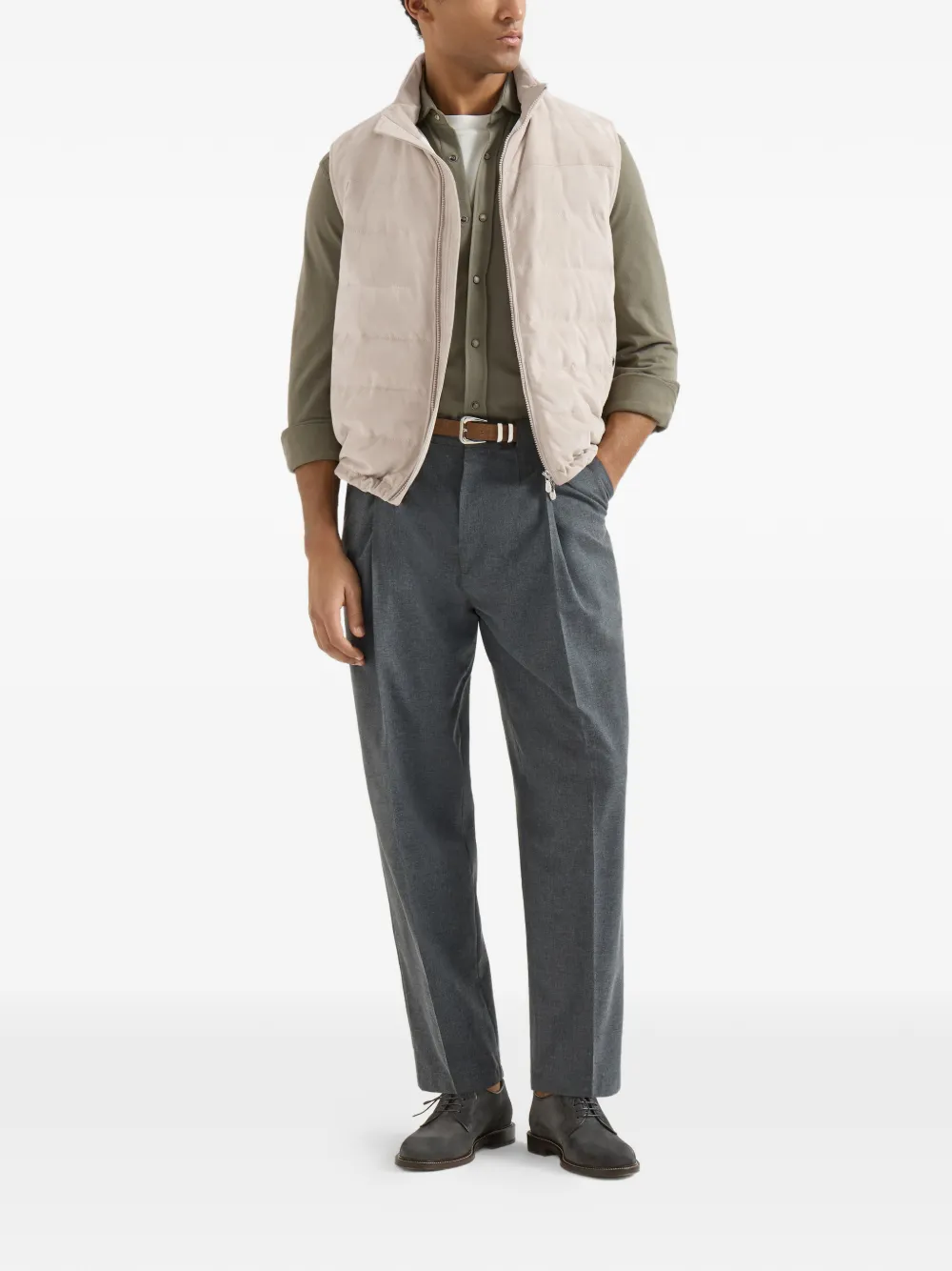 Brunello Cucinelli Western katoenen piqué overhemd Groen