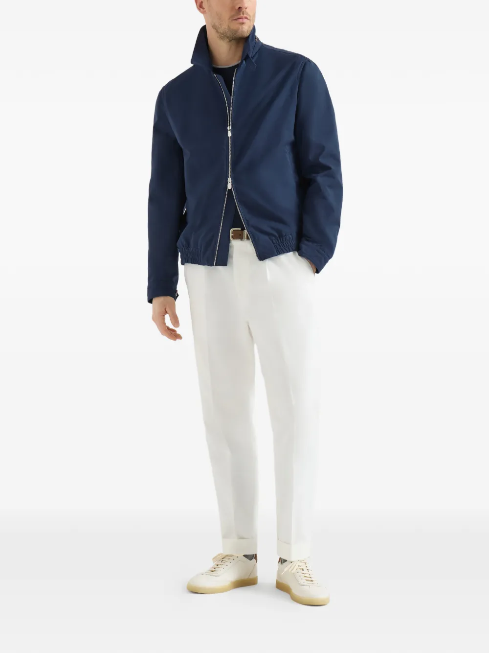 Brunello Cucinelli Waterbestendige microvezel jas Blauw