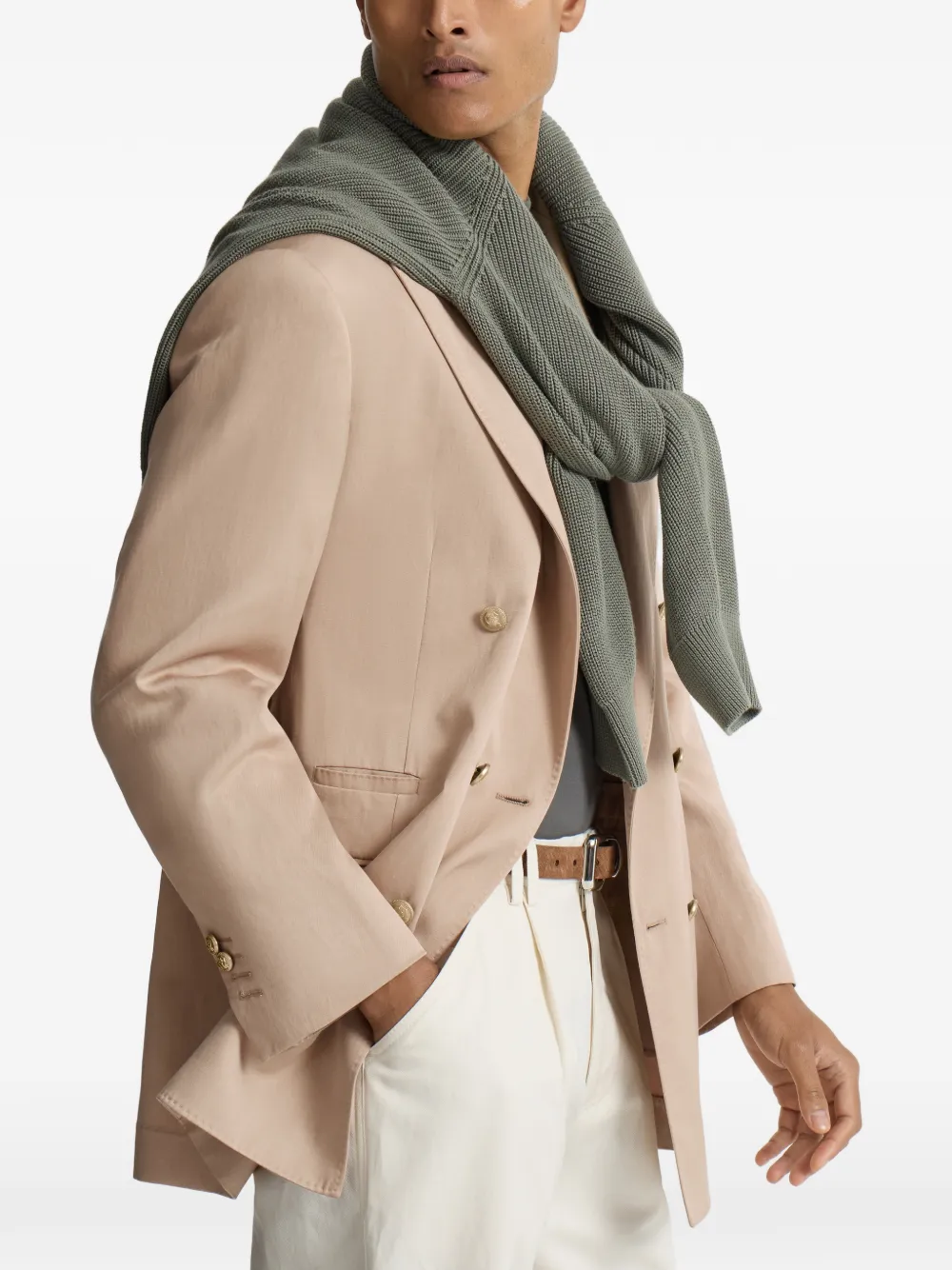 Brunello Cucinelli Blazer met anderhalve rij knopen Beige