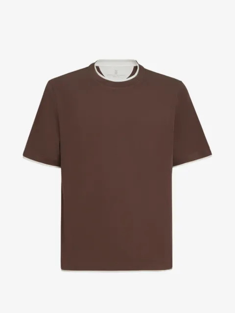 Brunello Cucinelli cotton jersey crew neck T-shirt with faux-layering