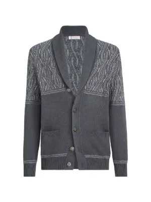 Brunello Cucinelli Linen And Cotton Textured Rib Cardigan | Green