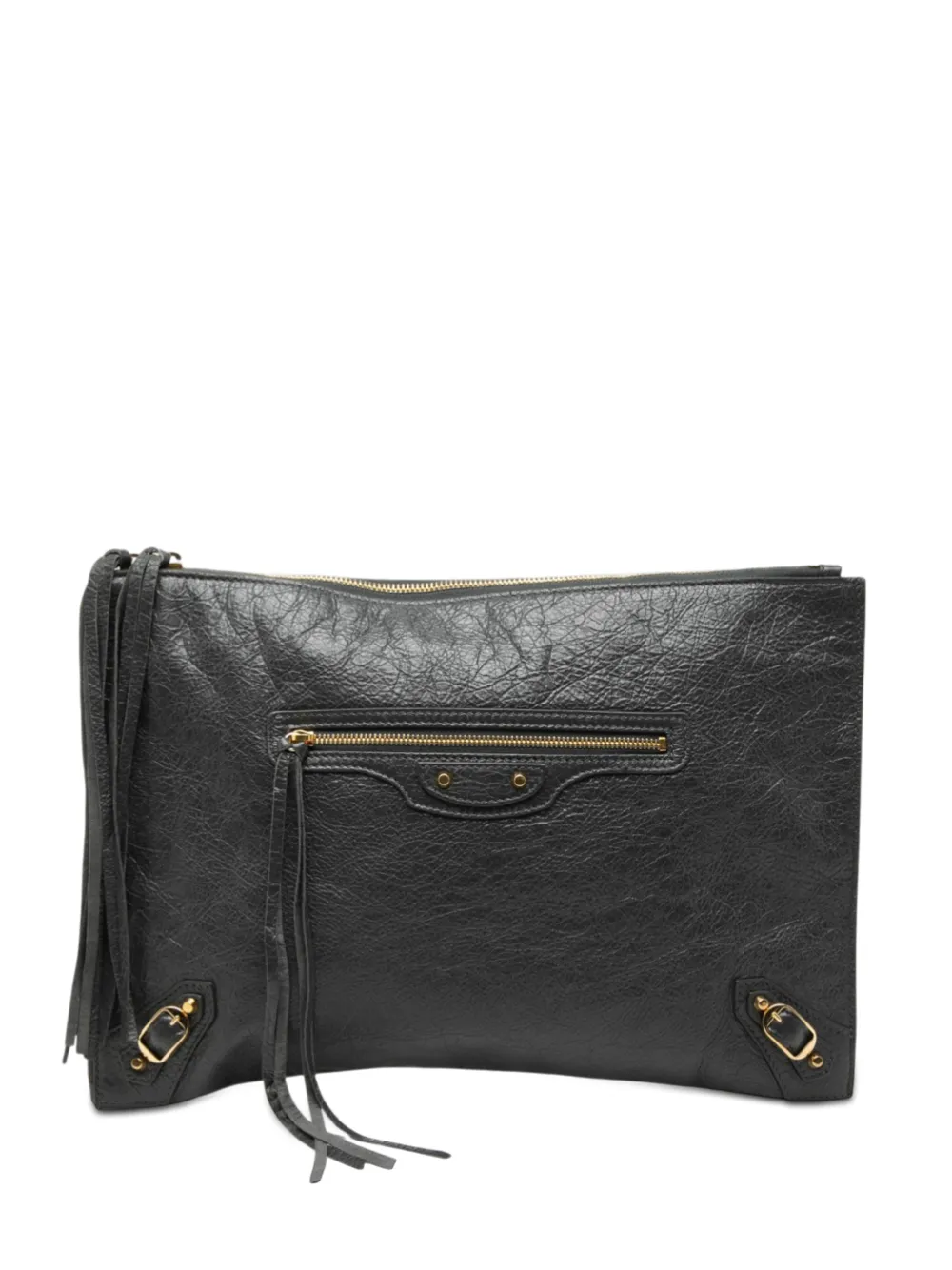 Balenciaga Pre-Owned 2018 Lambskin Motocross Classic Zip Around Flat clutch bag - Grigio