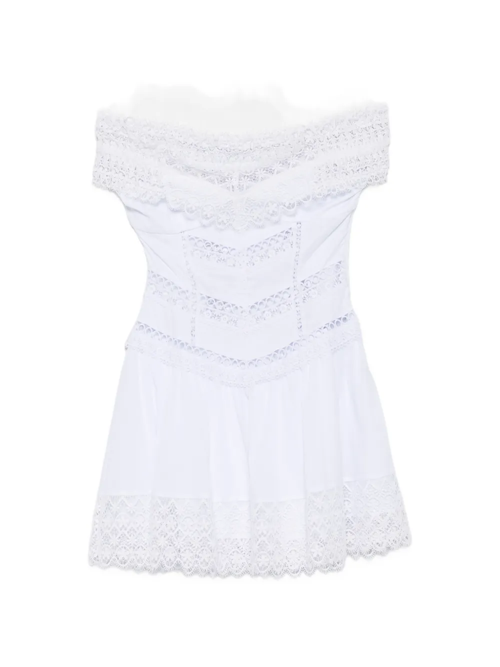 Charo Ruiz Ibiza Eliane lace-trim off-the-shoulder mini dress - White