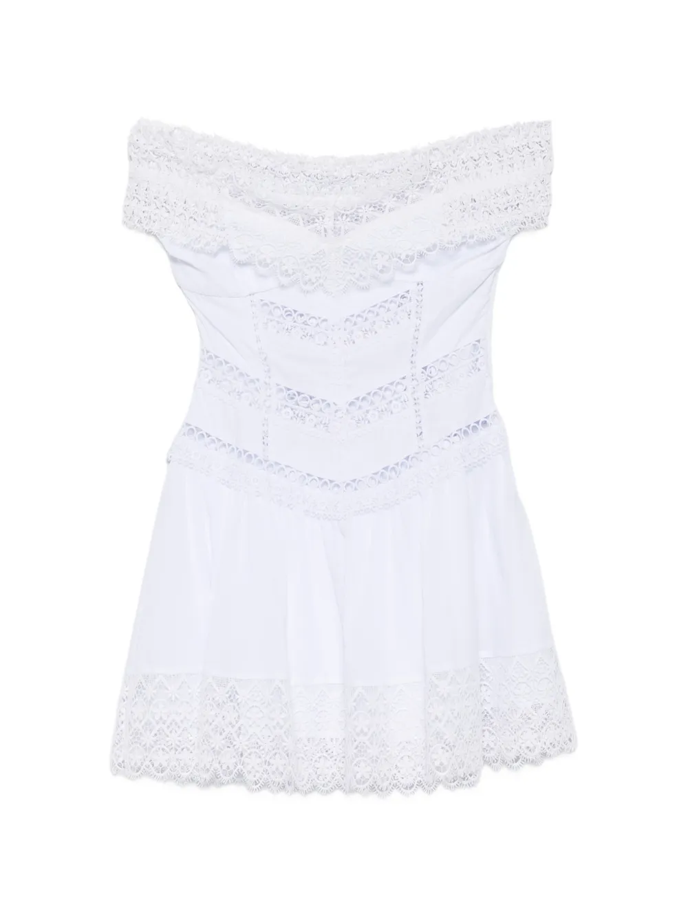 Charo Ruiz Ibiza Eliane lace-trim off-the-shoulder mini dress - White