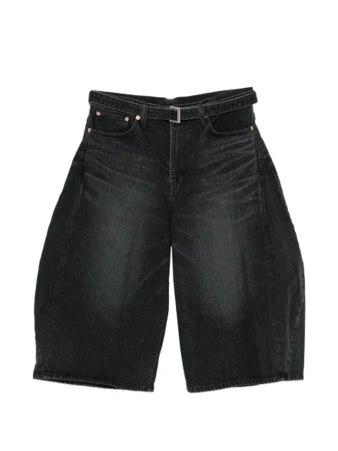 sacai belted barrel-leg shorts