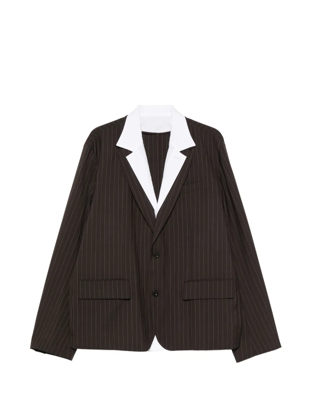sacai stripe-pattern blazer - Braun