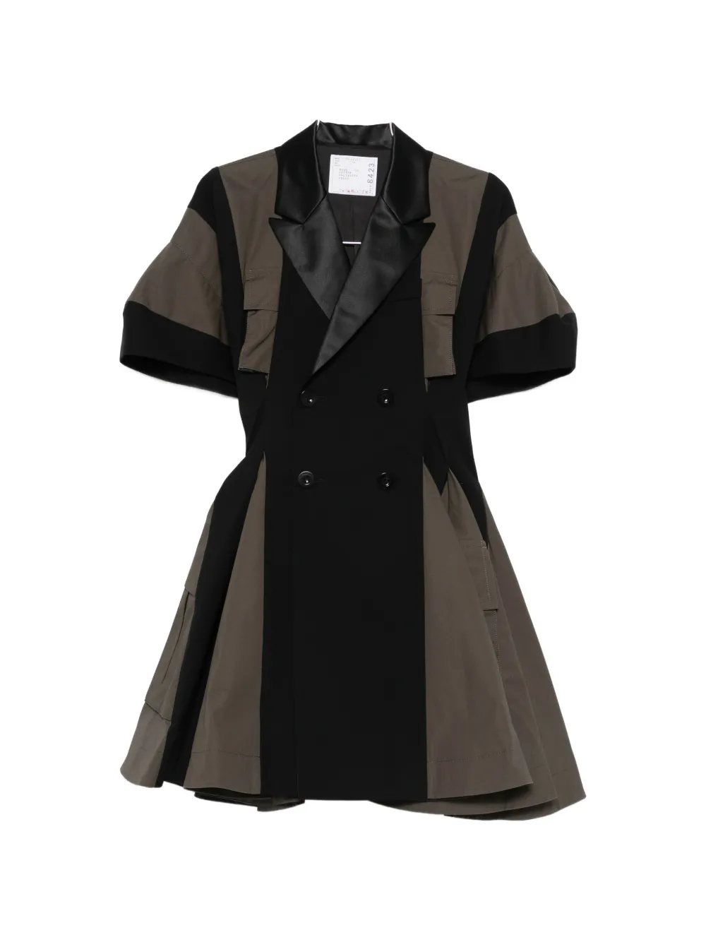 sacai panelled double-breasted mini dress - Nero