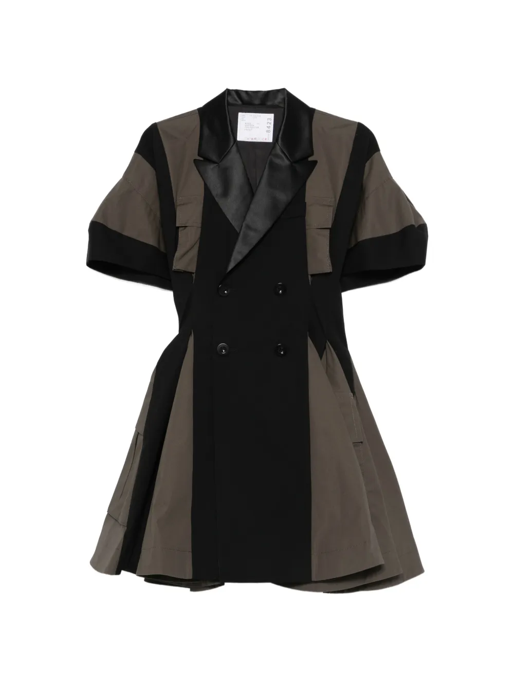sacai panelled double-breasted mini dress - Nero