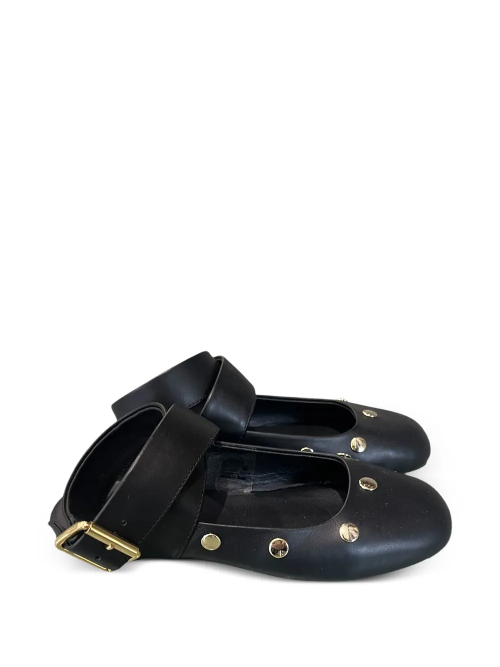 Florens stud-embellished ankle-strap ballet flats Zwart