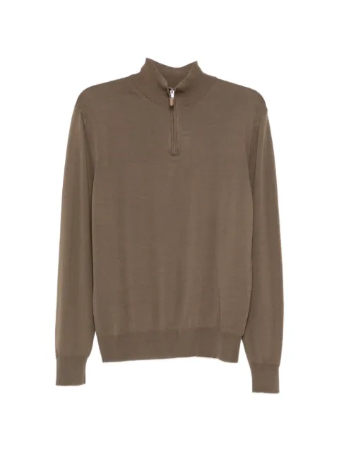 Canali stand-collar zip-up sweater