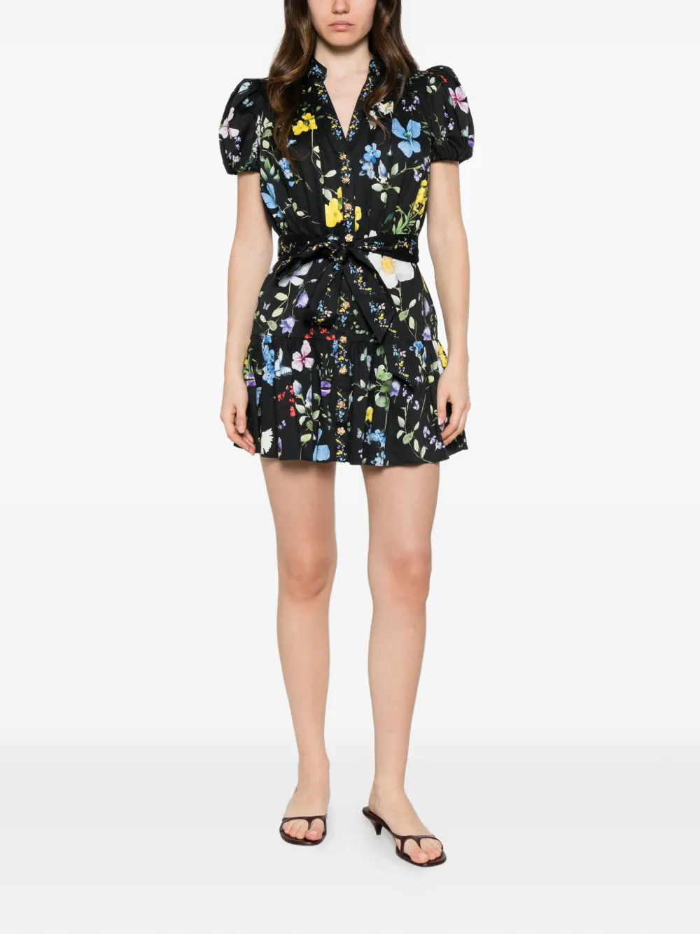 alice + olivia x Stacey Bendet Cora floral-print mini dress - Nero