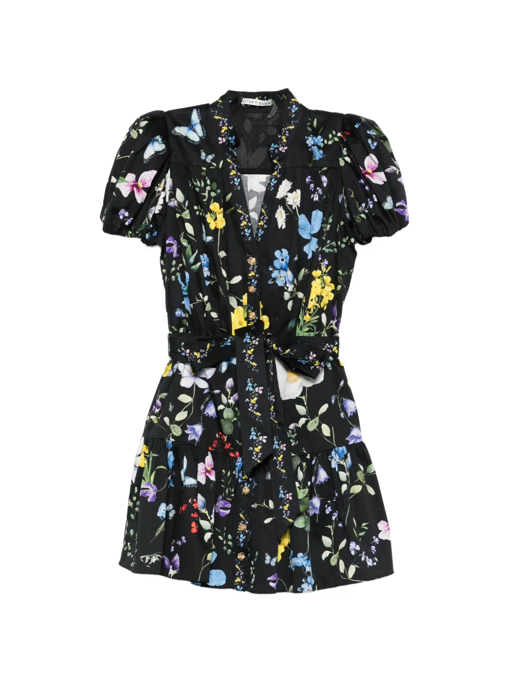 alice + olivia x Stacey Bendet Cora floral-print mini dress - Nero