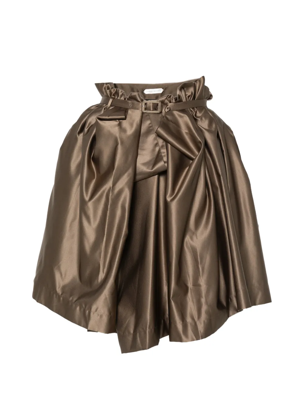 August Barron belted paperbag-waist mini skirt - Marrone