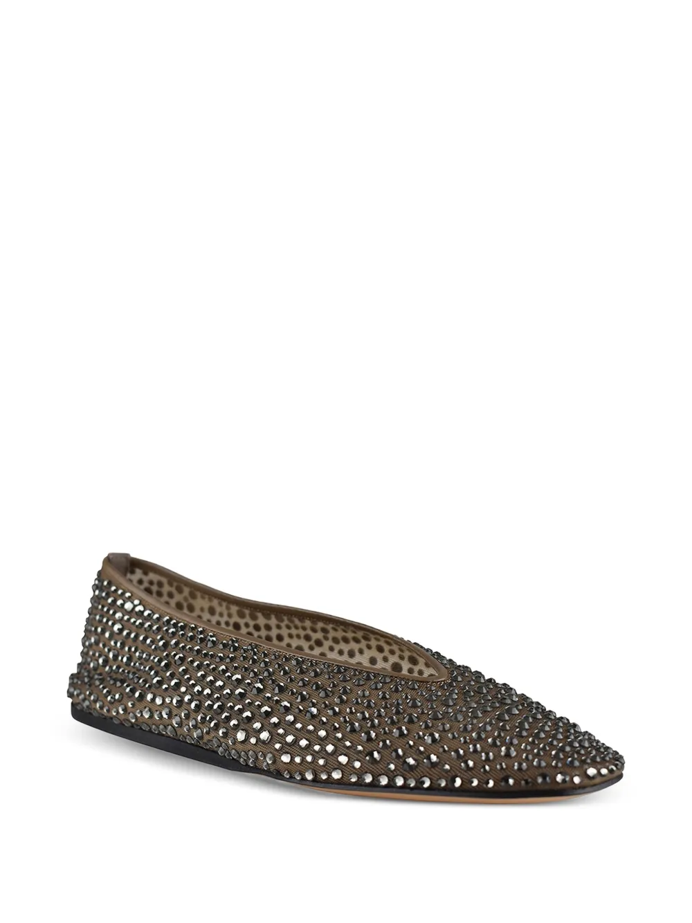 Le Monde Beryl Mary Jane ballerina's met mesh kristallen Bruin