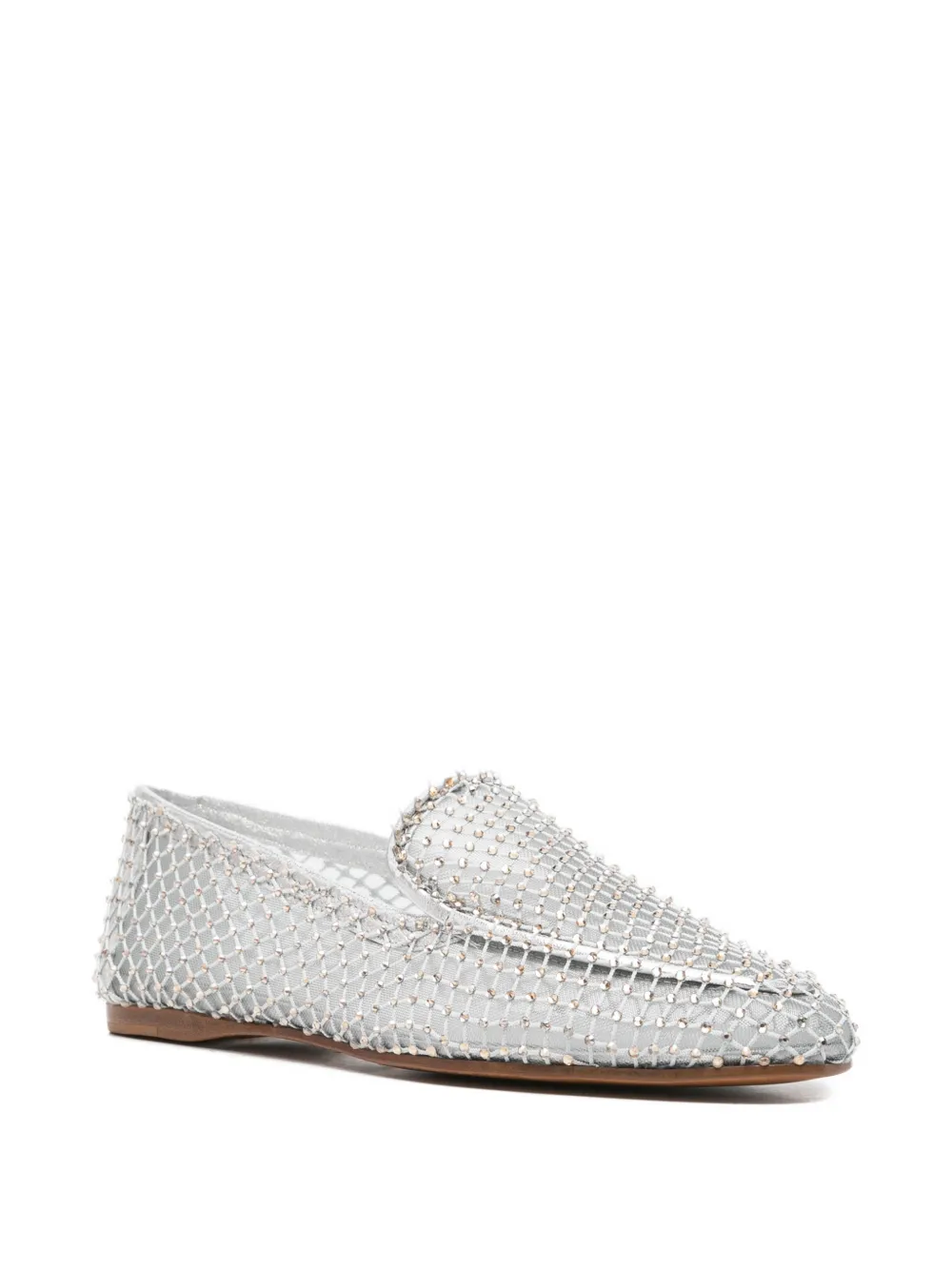Forte crystal-embellished mesh loafers Zilver