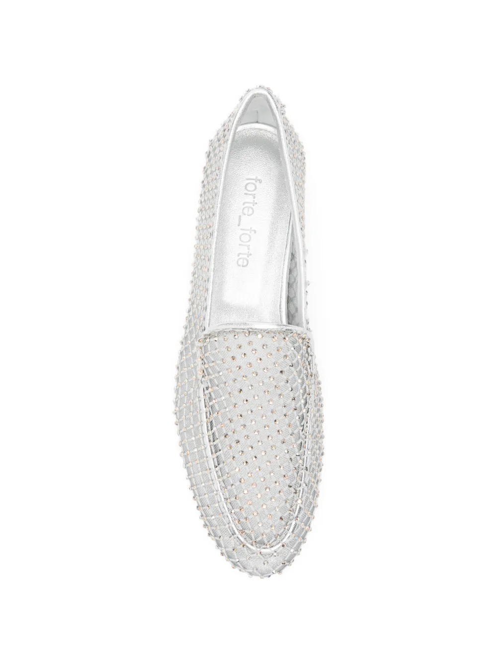 Forte crystal-embellished mesh loafers Zilver