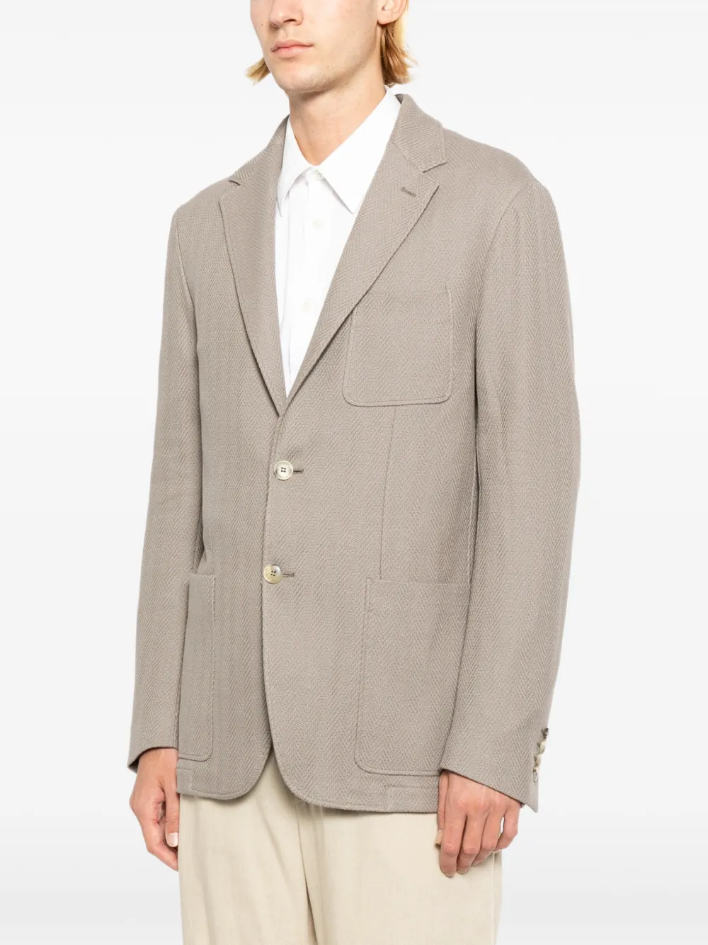 Canali Blazer met visgraatpatroonn Grijs