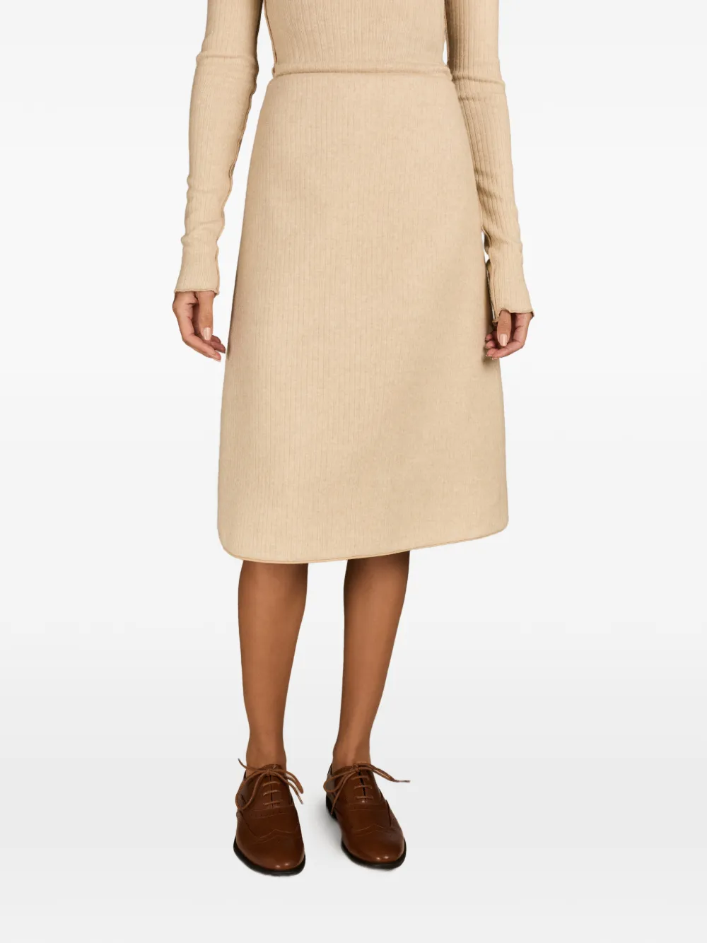 MARK-OFF Brooklyn ribbed-knit midi skirt - Marrone