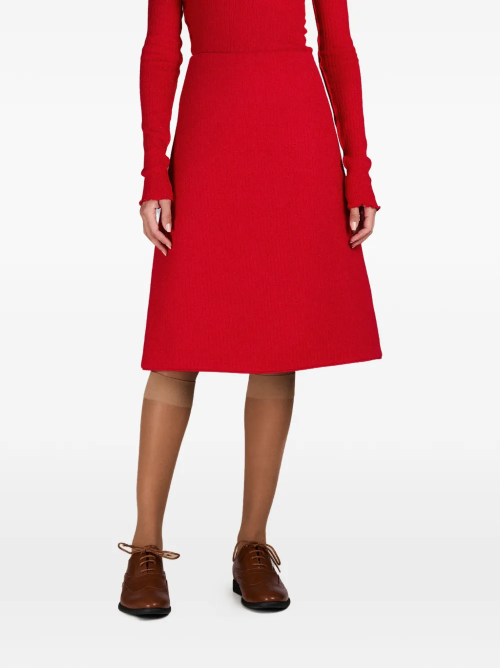 MARK-OFF Brooklyn ribbed-knit midi skirt - Rosso