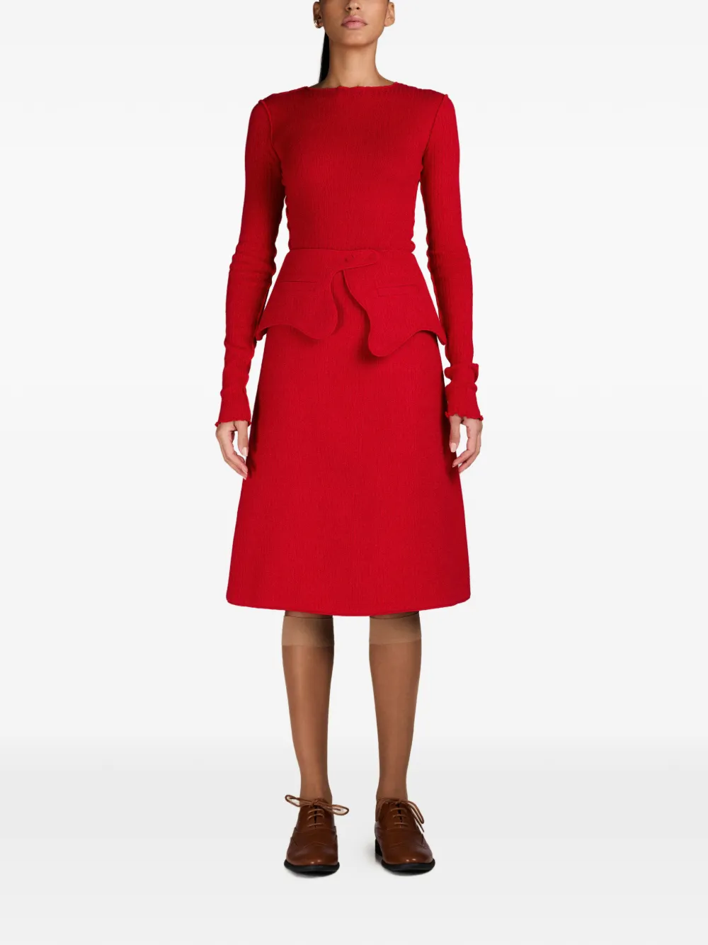 MARK-OFF Brooklyn ribgebreide midi-rok Rood
