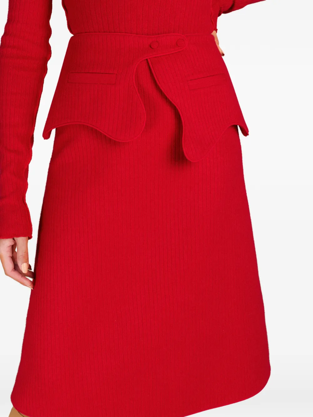 MARK-OFF Brooklyn ribgebreide midi-rok Rood
