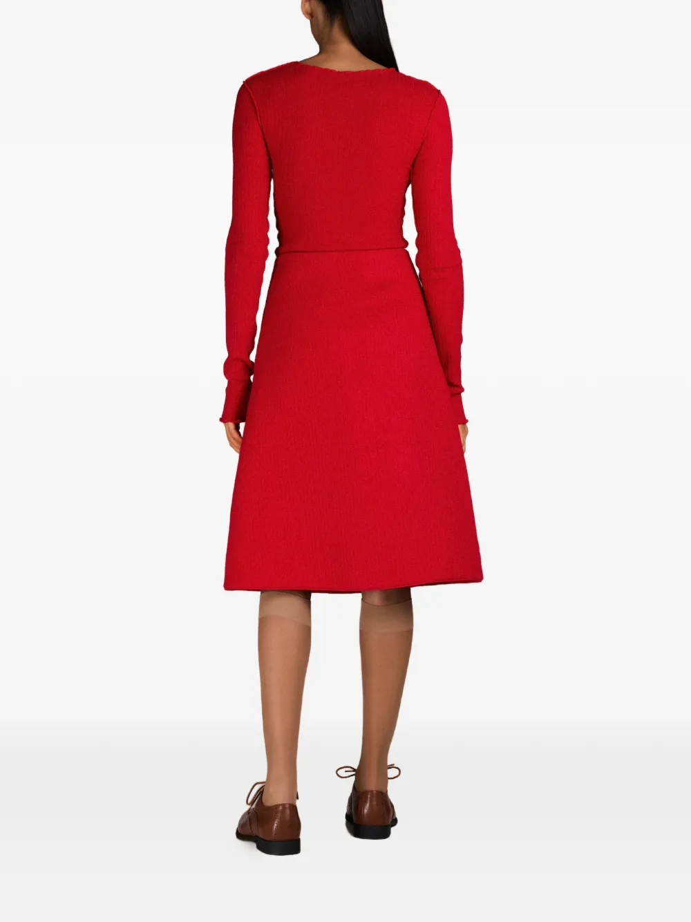 MARK-OFF Brooklyn ribgebreide midi-rok Rood