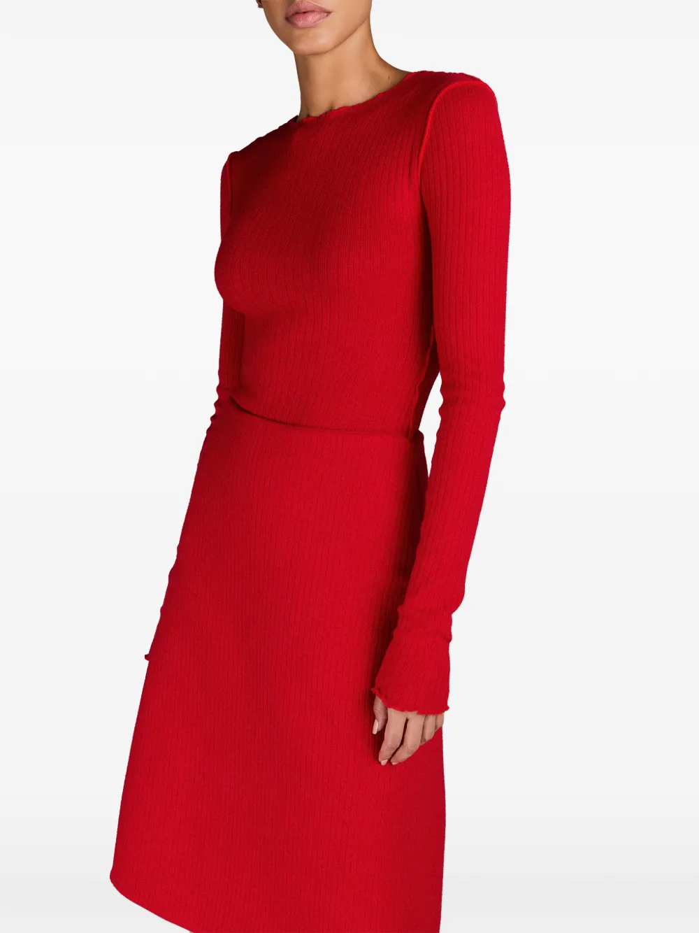 MARK-OFF Brooklyn ribgebreide midi-rok Rood