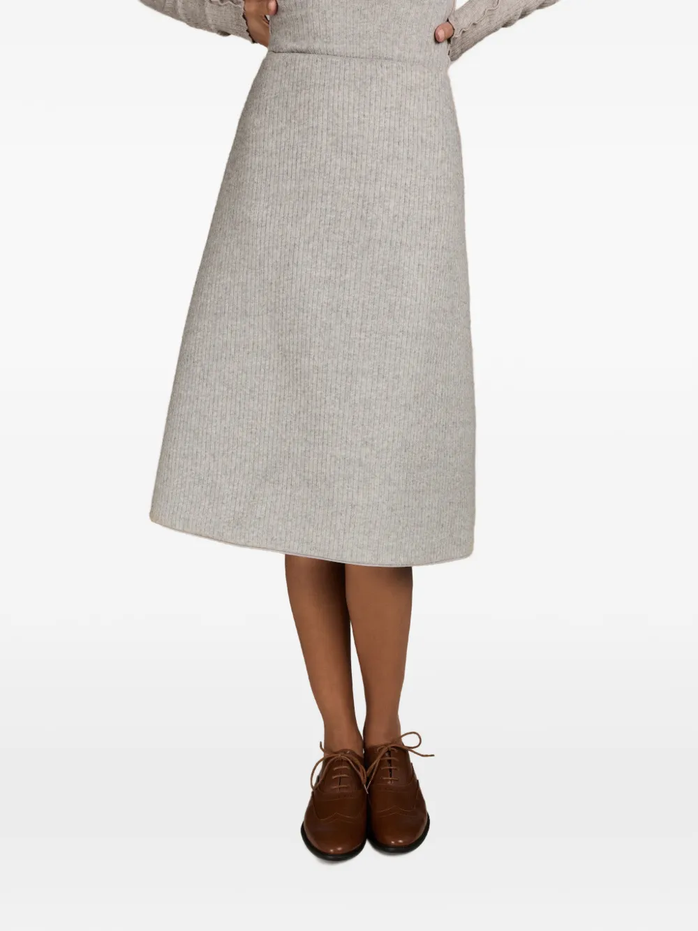 MARK-OFF Brooklyn ribbed-knit midi skirt - Marrone