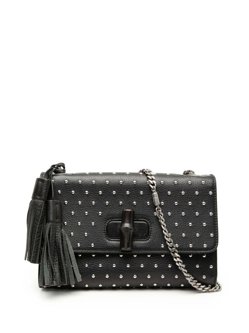 Gucci Pre-Owned 2000-2015 Medium Studded Leather Miss Bamboo crossbody bag - Nero