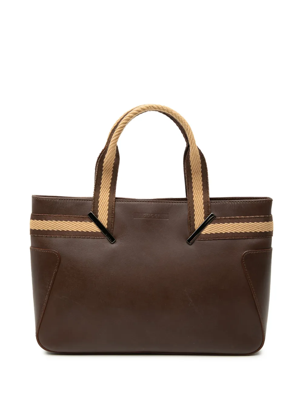 Gucci Pre-Owned 2000-2015 Leather Web handbag - Marrone