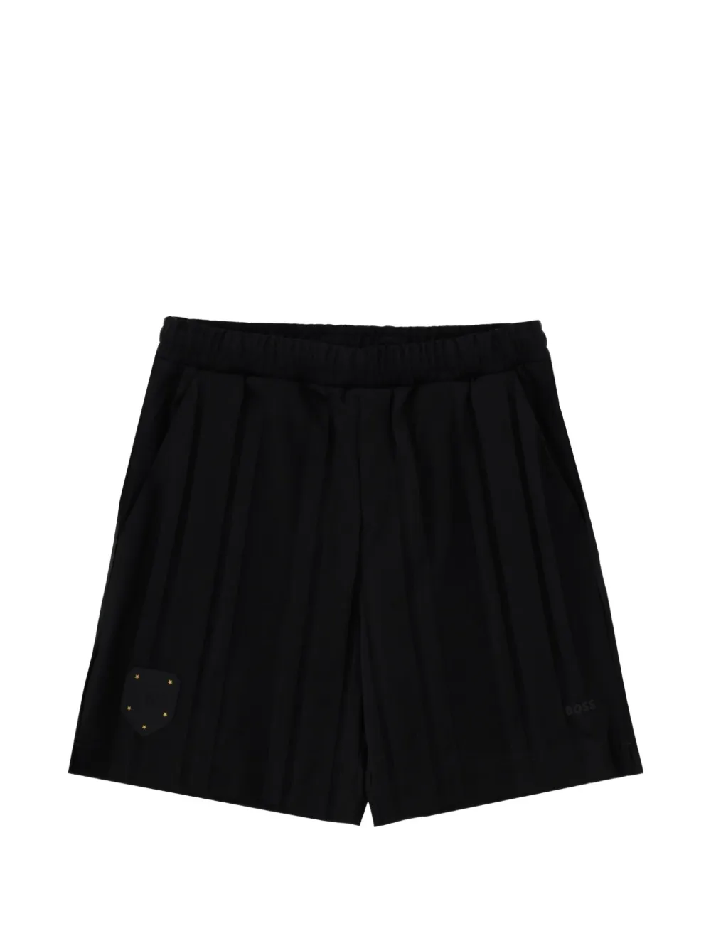 BOSS GREEN HUGO BOSS logo-patch pleated shorts - Nero