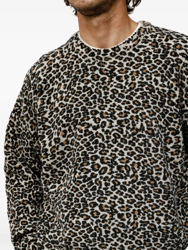 Stüssy Leopard Crewneck T-shirt | Neutrals | FARFETCH PH