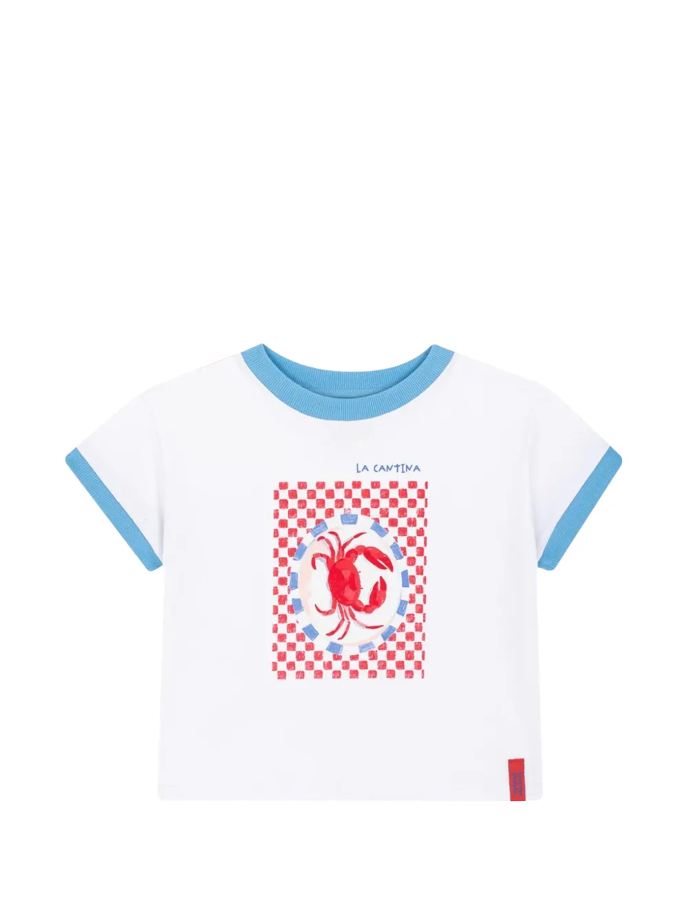 Favorite People crab illustration striped trim T-shirt - Weiß