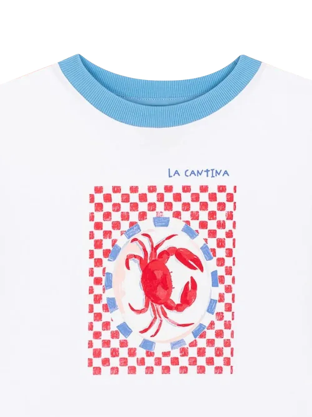 Favorite People Crab T-shirt met gestreepte afwerking Wit