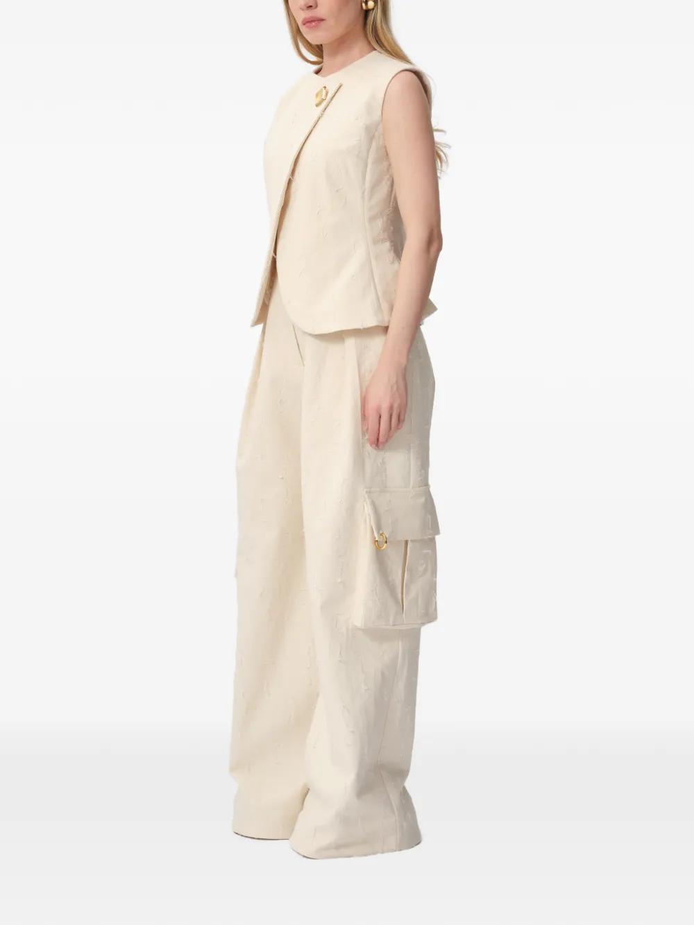CONCEPTO Stone mouwloze spencer Beige