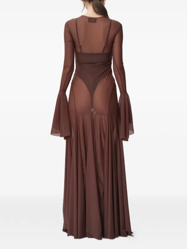 Concepto Sienna Flared-sleeve Maxi Dress - Brown