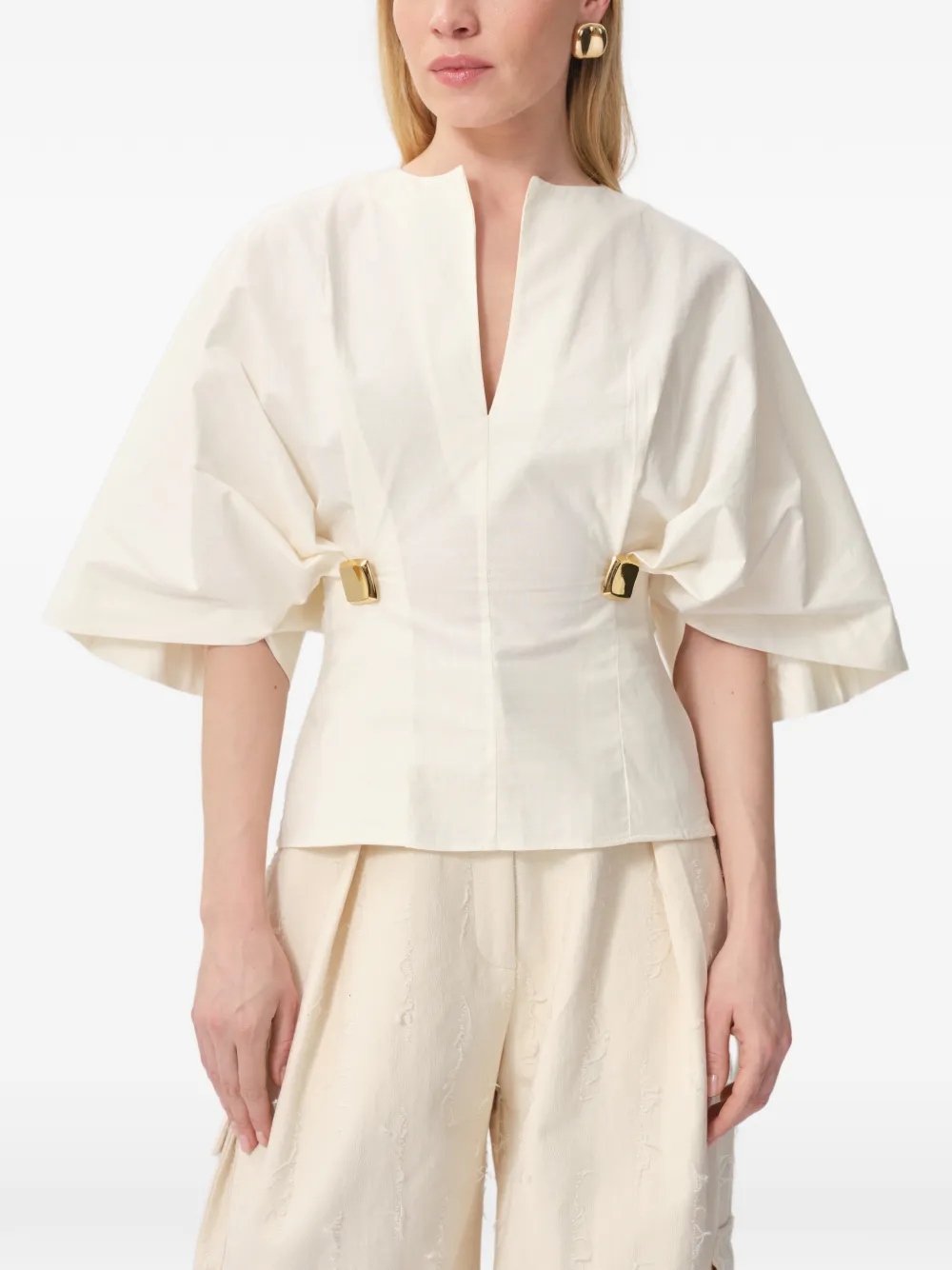 CONCEPTO Haze V-neck blouse - Toni neutri