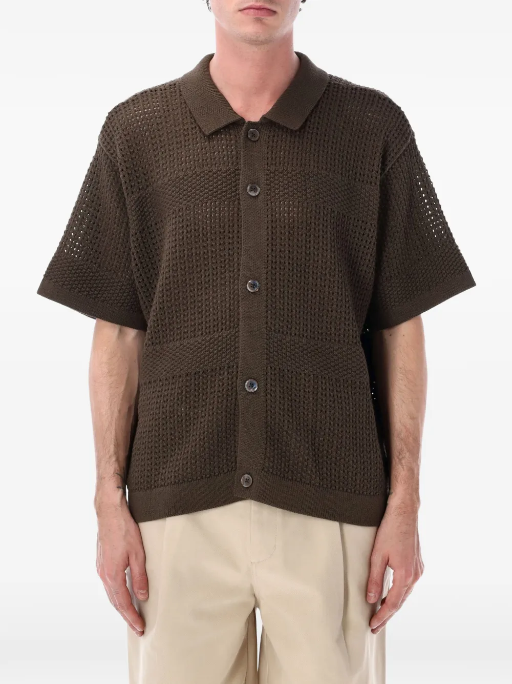 Obey Zach waffle knit shirt - Marrone