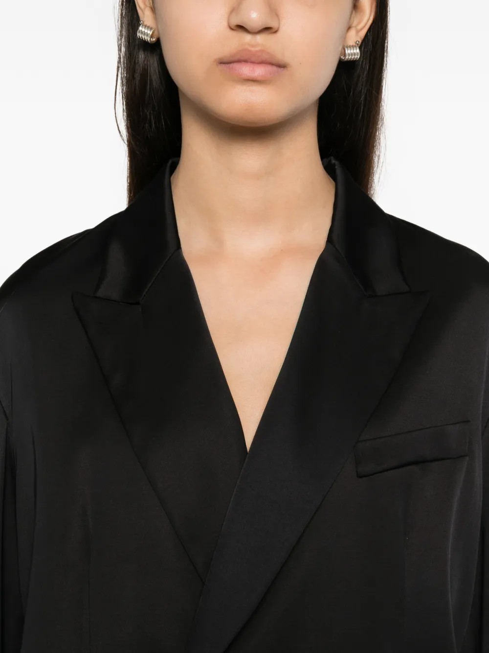 Lutz Huelle Hero blazer met dubbele rij knopen en satijnen afwerking Zwart