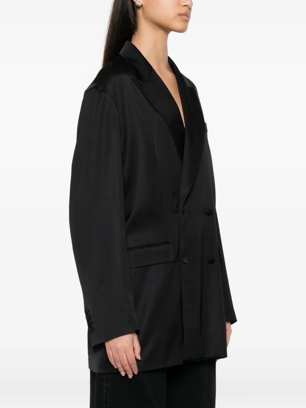 Lutz Huelle Hero blazer met dubbele rij knopen en satijnen afwerking Zwart