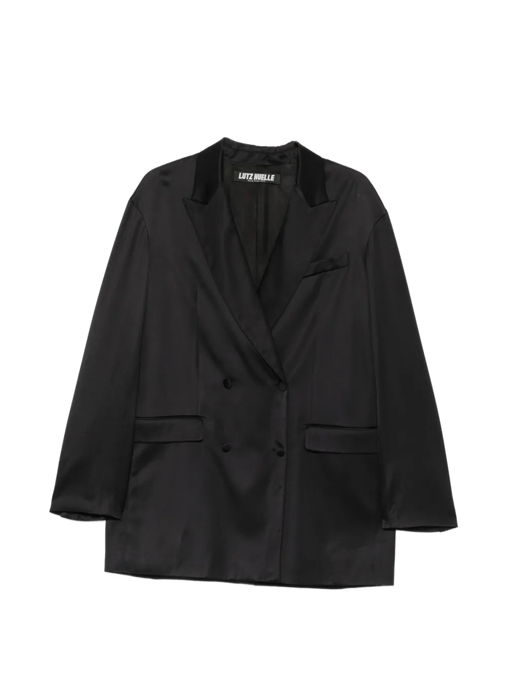 Lutz Huelle Hero double-breasted satin-finish blazer - Schwarz