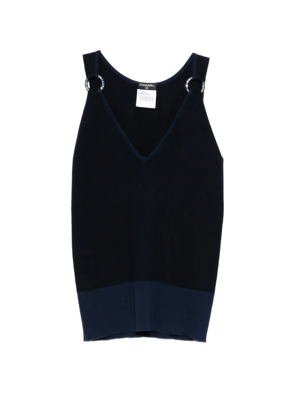 CHANEL Pre-Owned ring-detail tank top - Schwarz