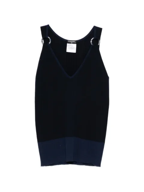 CHANEL Pre-Owned ring-detail tank top