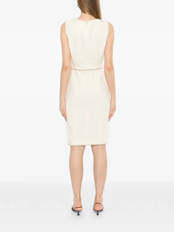 chanel beige dress CHANEL Dress 10S Nude Tan Beige Fringe Cotton Knit 38 TC JAPAN