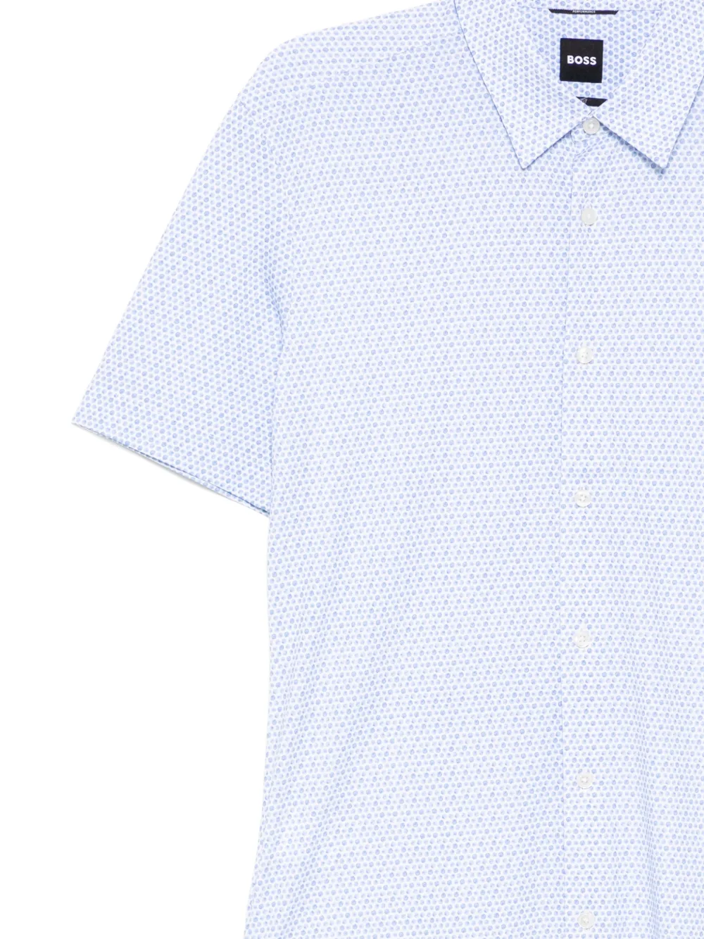 BOSS Slim-fit overhemd van katoenblend jersey met print Blauw